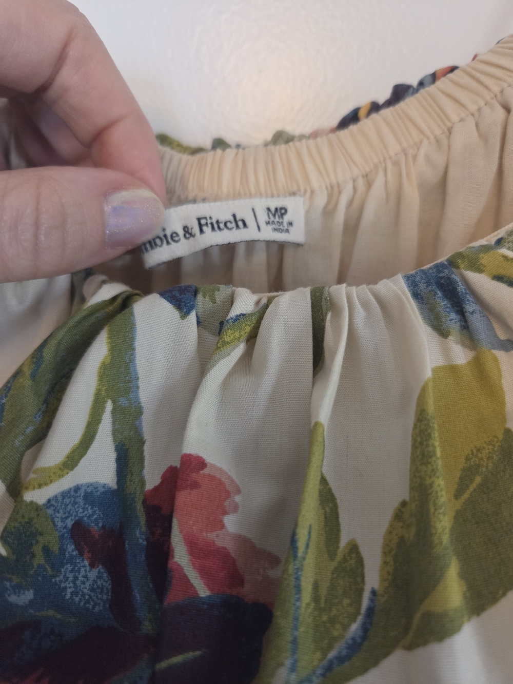 Abercrombie Floral Off-Shoulder Puff Sleeve Maxi Dress - Picture 7 of 7